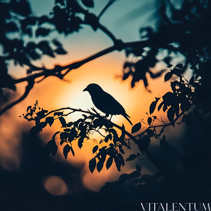 Sunset Bird Silhouette AI Image