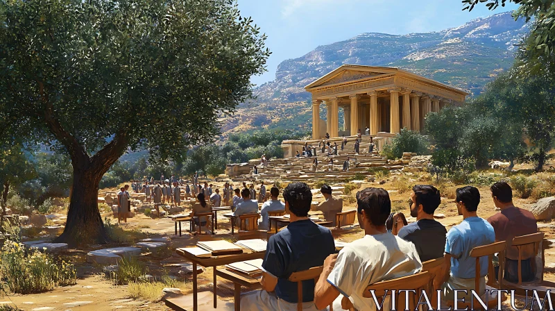 AI ART Greek Temple Gathering