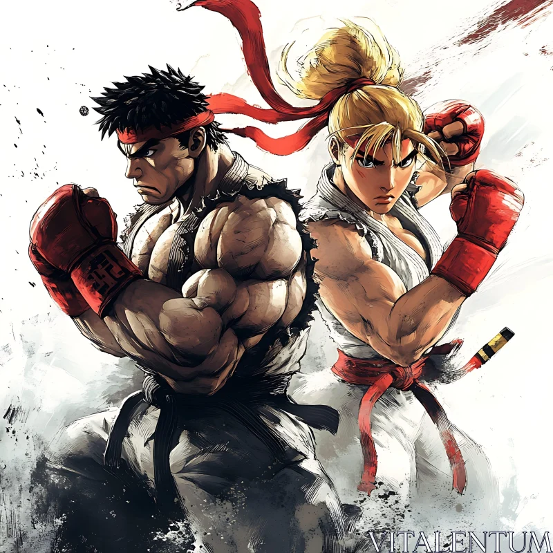 AI ART Anime Fighters Back-to-Back