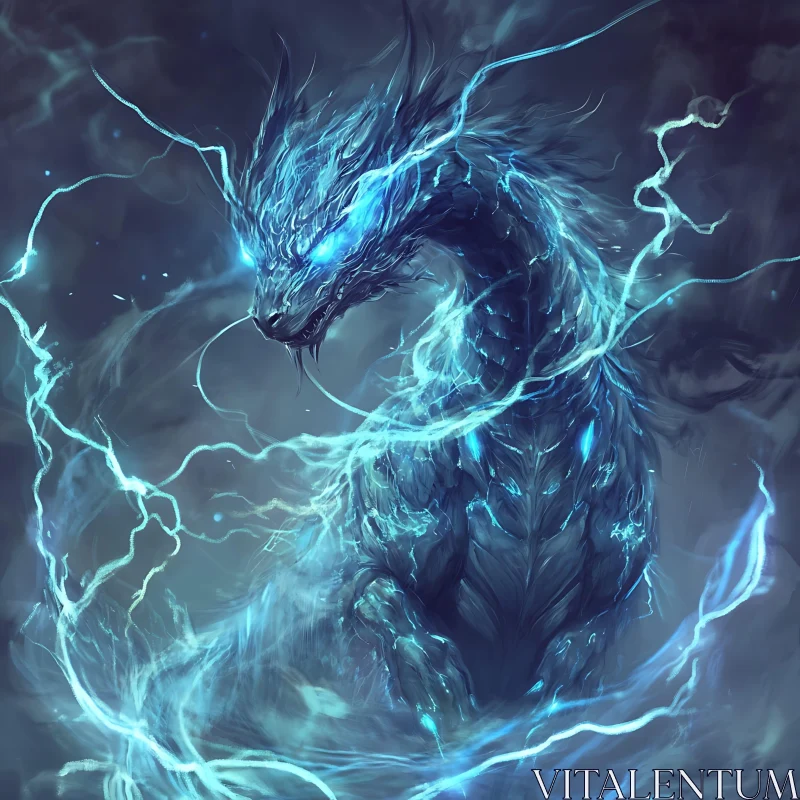 AI ART Mystical Dragon with Electric Aura