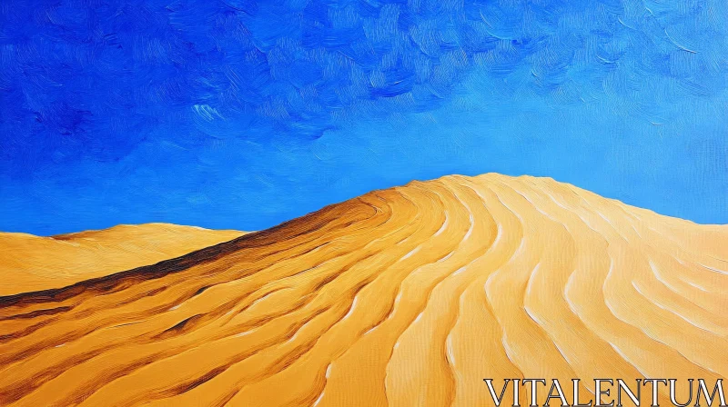 AI ART Textured Desert Landscape with Sand Dune and Blue Sky