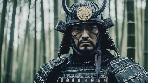 Stoic Samurai in Traditional Armor