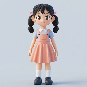 Charming Cartoon Girl Illustration