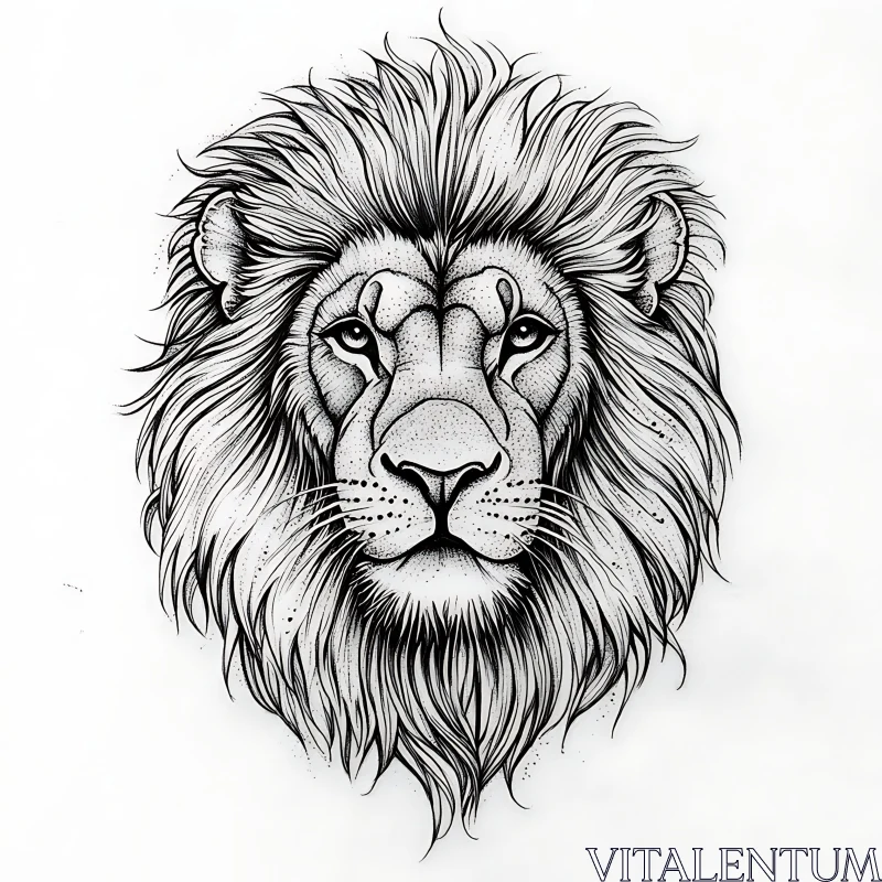 AI ART Monochrome Lion Portrait