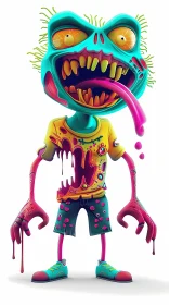 Cartoon Zombie Illustration: Fun and Colorful AI Image