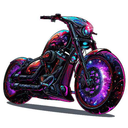 Custom Chopper Motorcycle with Flame Accents