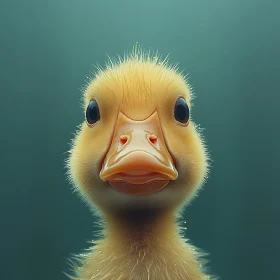 Fluffy Yellow Duckling with Innocent Eyes