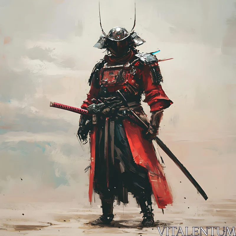 AI ART Armored Samurai with Katana