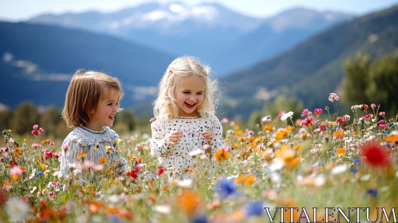 Children's Laughter in Nature AI Image