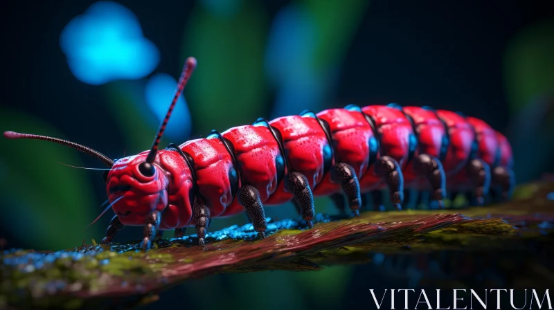 Futuristic Caterpillar Illustration in Primary Colors AI Image