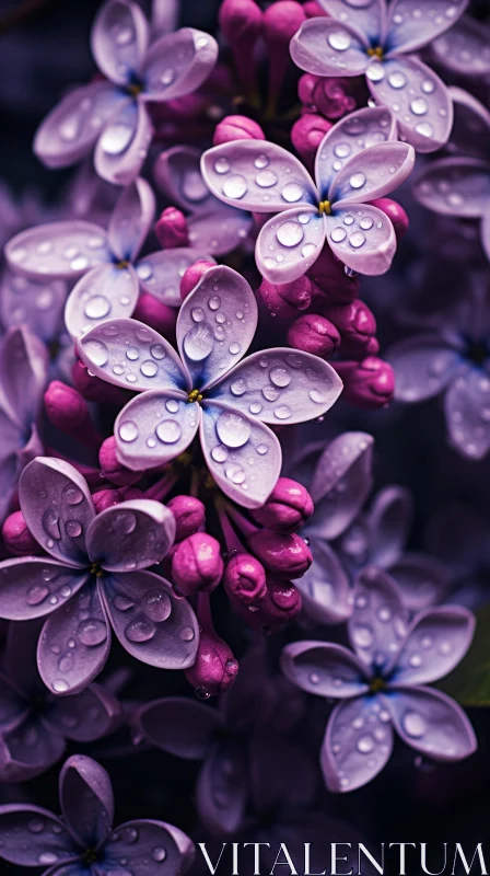 Gorgeous Purple Lilacs with Water Droplets - A Study in Color and Detail AI Image