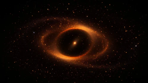 Mystical Black Hole in Deep Space - Dark Orange and Gold