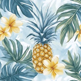 Pineapple and Tropical Leaves Art