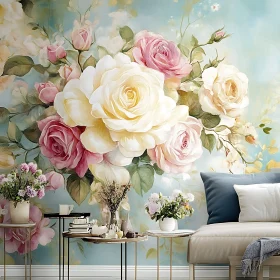 Pastel Roses in a Floral Composition