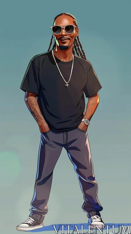 Stylish Digital Illustration of Snoop Dogg AI Image