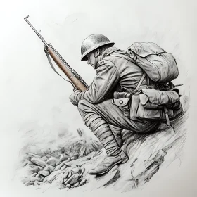 Monochrome Soldier with Rifle