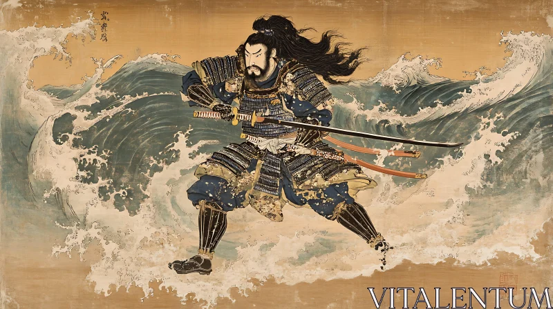 AI ART Japanese Warrior Art Print