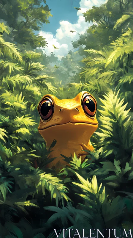 Jungle Frog Amidst Green Foliage AI Image