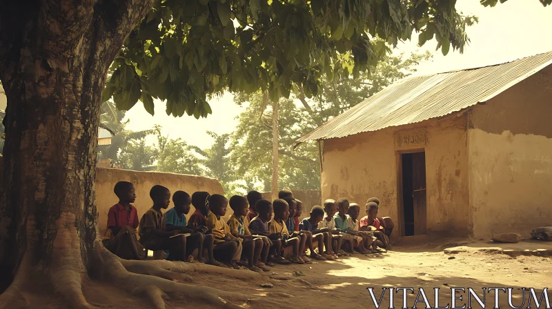 Kids Studying in Rural School AI Image