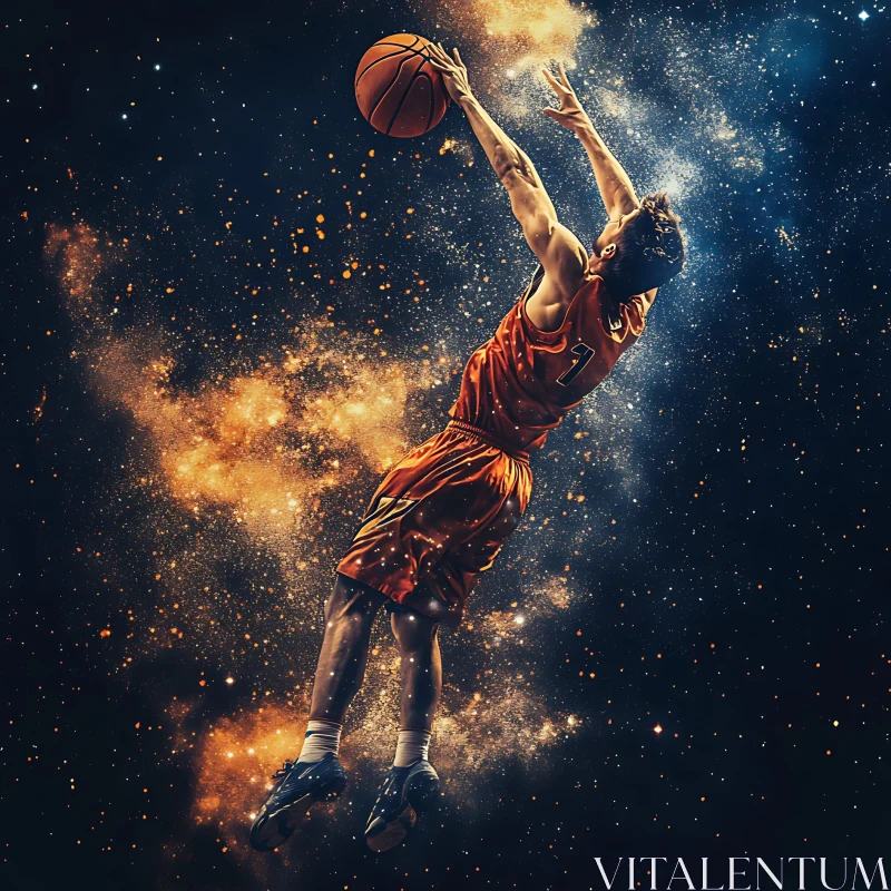 Athlete's Cosmic Leap AI Image