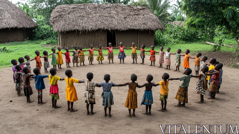 Village Children Holding Hands AI Image