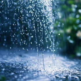 Close-Up of Falling Raindrops