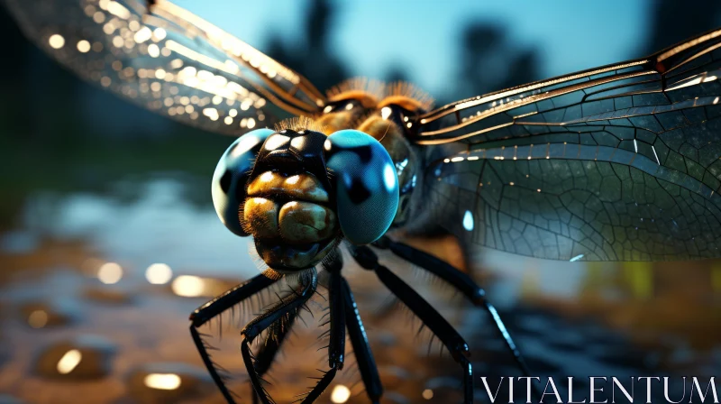 3D Rendered Close-Up Dragonfly Portrait AI Image