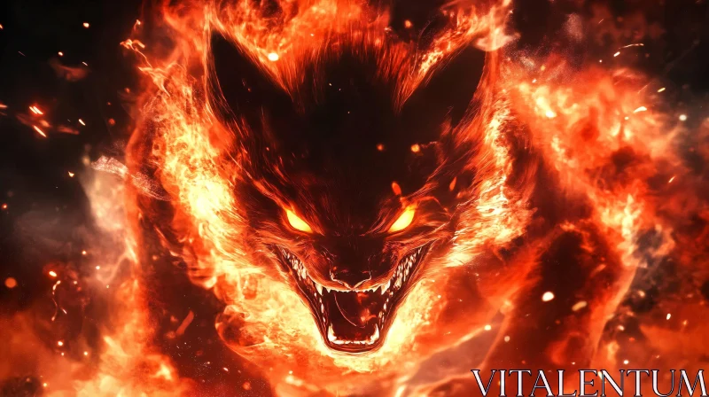 Blazing Wolf in Flames AI Image