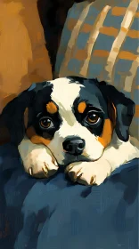 Gentle Canine Art on Blue Background