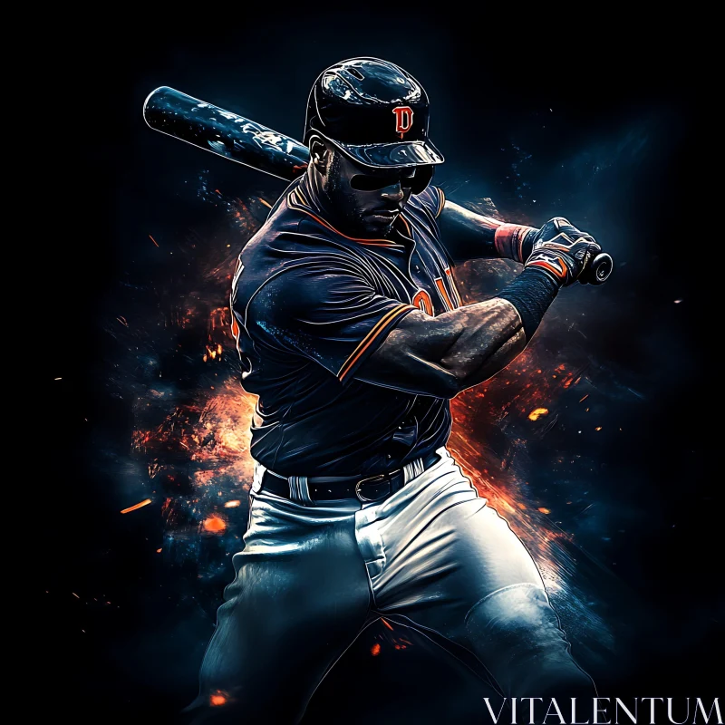 Baseball Player with Bat AI Image