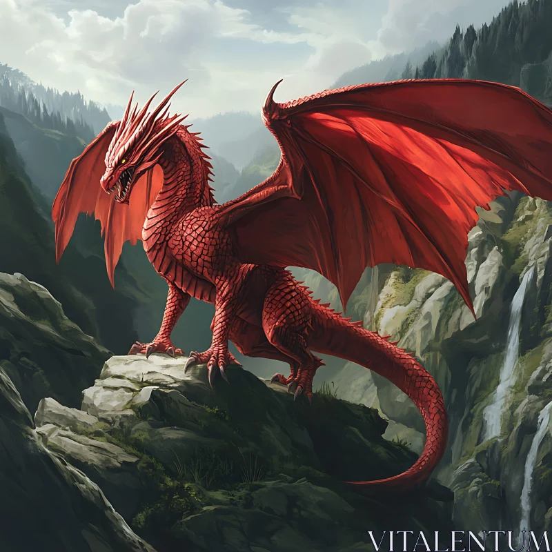 Crimson Dragon Mountain Vista AI Image