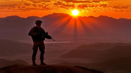 Sunset Watch: Soldier on Mountain Peak