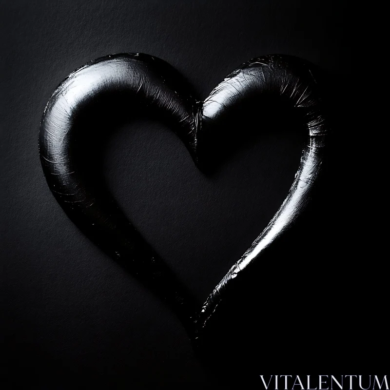 Dark Heart on Black Background AI Image