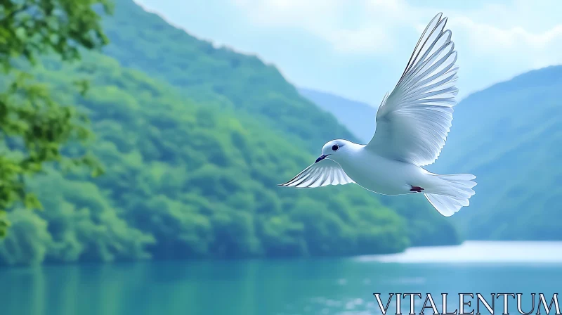 White Dove Over Serene Waters AI Image