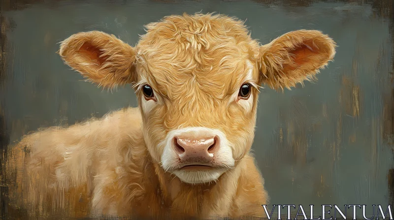 Cow Painting with Expressive Eyes AI Image