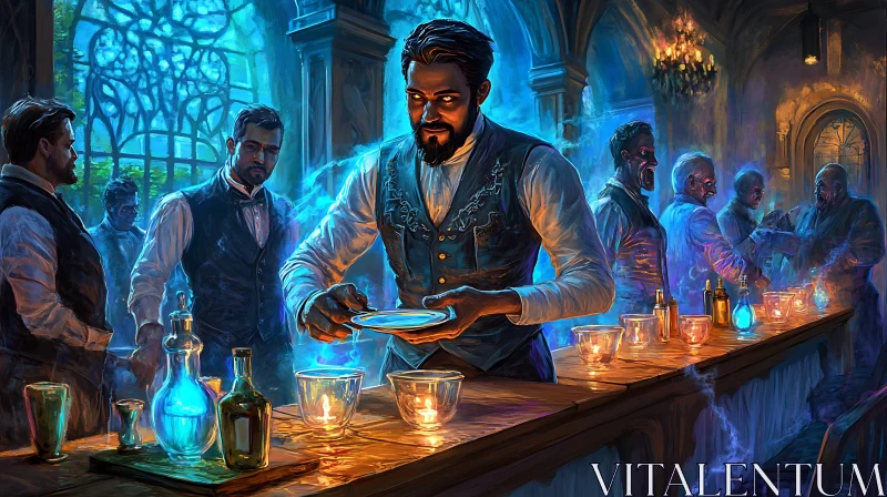 AI ART Enchanted Bar Scene with Spectral Patrons