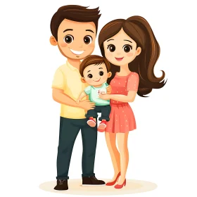 Happy Family Cartoon Style Artwork