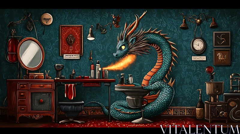 AI ART Vintage Barber Shop with Dragon Client