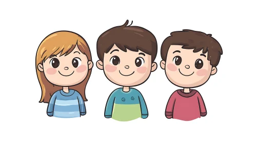 Cartoon Children Smiling Art