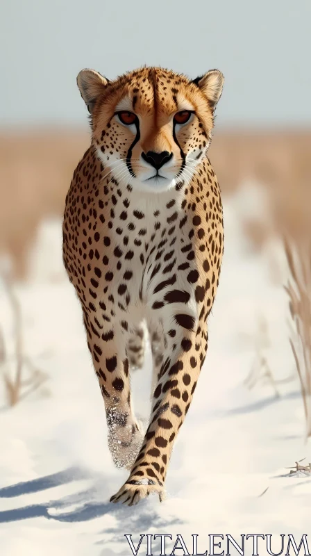 Cheetah Walking in Snow AI Image