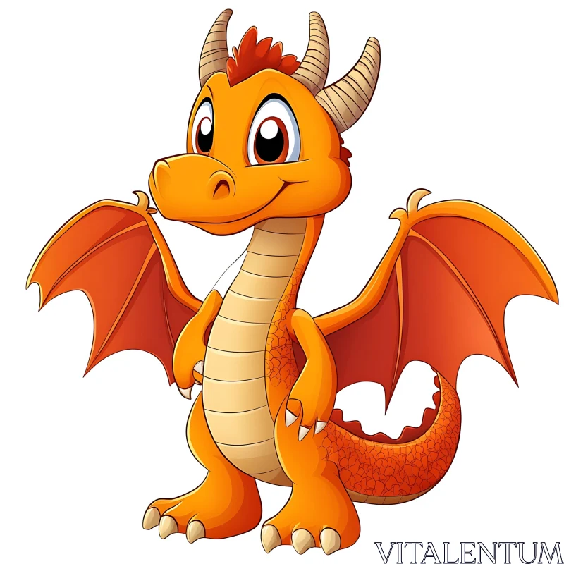 AI ART Friendly Orange Dragon Cartoon Image