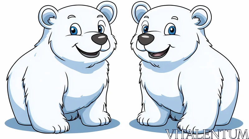 AI ART Cute Cartoon Polar Bears Drawing