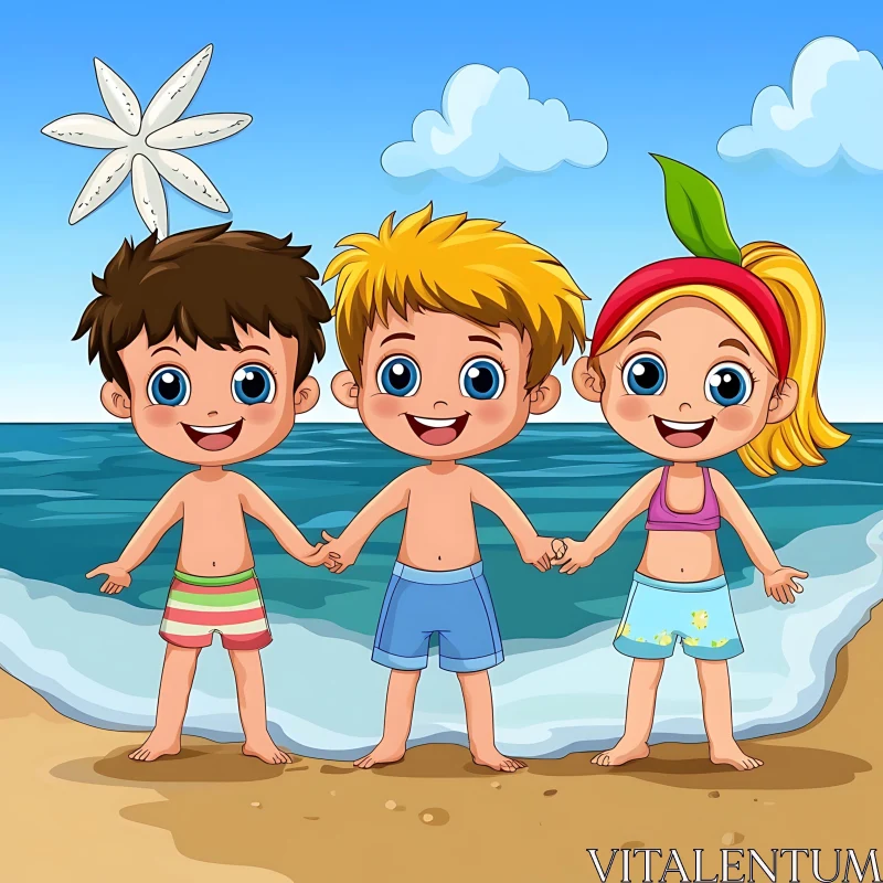 AI ART Children's Summer Beach Fun Artwork