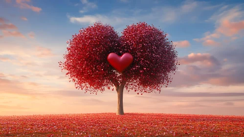 Romantic Heart Tree Landscape