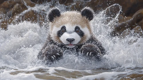 Panda Enjoying Water Play