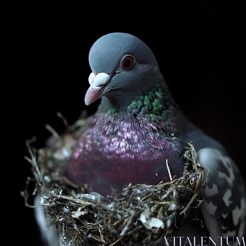 Pigeon Nesting Bird Close-Up AI Image