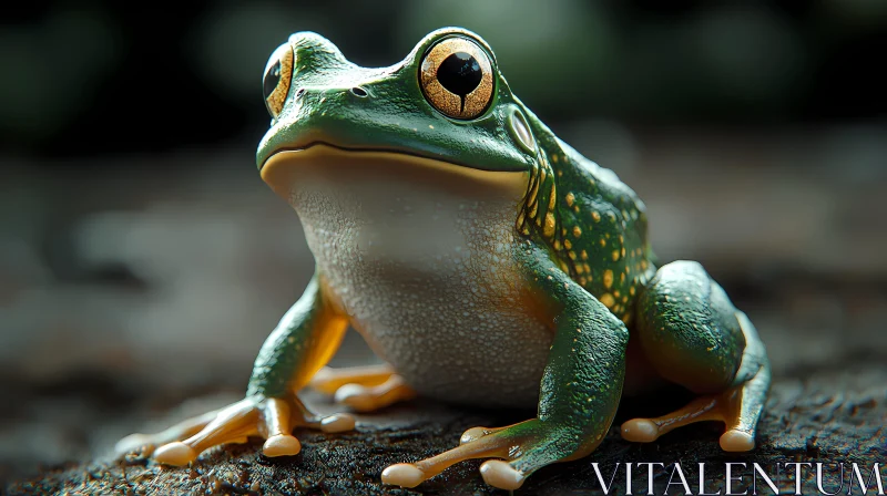 Green Frog Detailed Close-Up AI Image