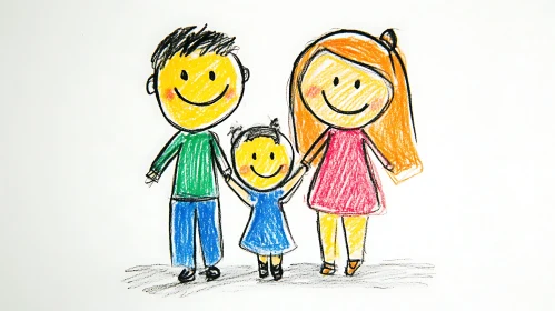 Whimsical Family Portrait in Crayon