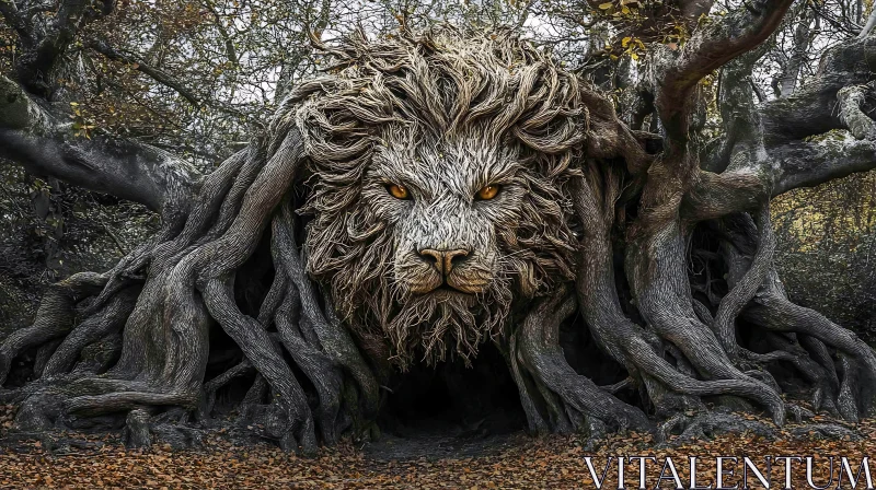 AI ART Wooden Lion Artwork