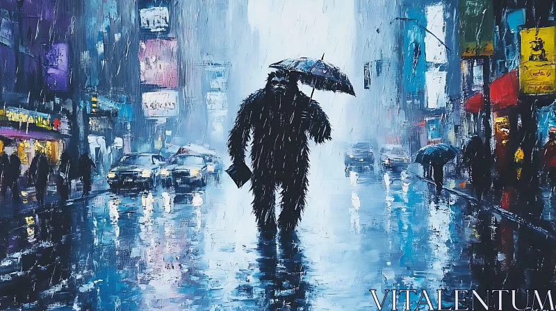 AI ART Urban Rainfall Encounter